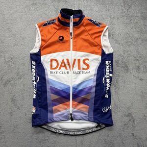 Pactimo Cycling‎ Vest Mens Small Orange Blue Davis Bike Club Race Team Full Zip
